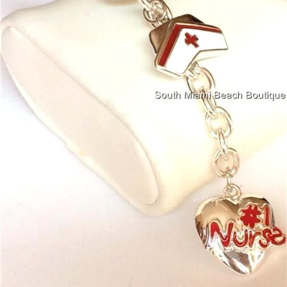 #1 Nurse Nursing Purse Charm Keychain Heart Cap RN LPN CNA Graduation Gift - Picture 3 of 11